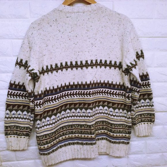 Vintage Liz Claiborne Lizwear Cardigan Sweater -M Pockets Zip Aztec Fair Isle - Picture 9 of 10
